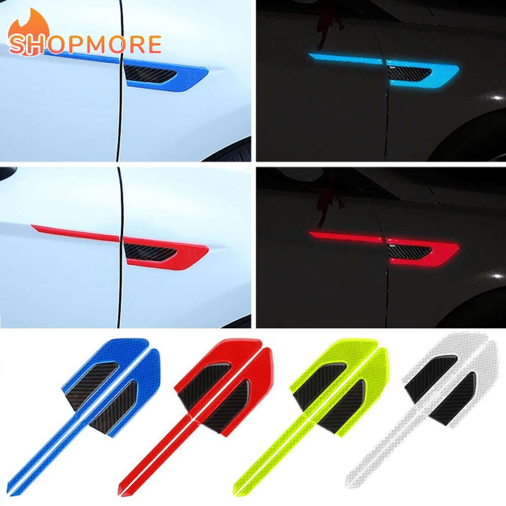 Bộ 2 Miếng Dán Phản Quang Cảnh Báo An Toàn Chống Trầy Cho Cửa Xe Hơi