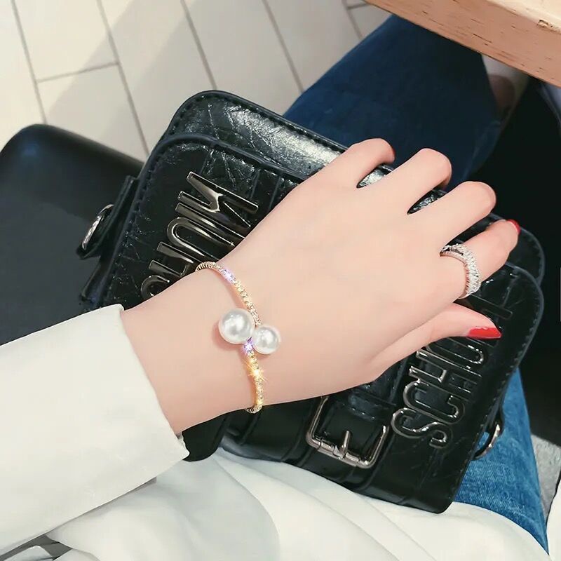 Toàn Bộ Vòng Cổ choker Hở Đính Ngọc Trai Và Kim Cương Nhân Tạo Phong Cách Hàn Quốc