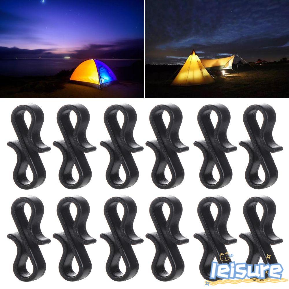 Set 10 / 20 / 50 Móc Dây Thừng Màu Đen Co Giãn Tiện Dụng Khi Đi Cắm Trại