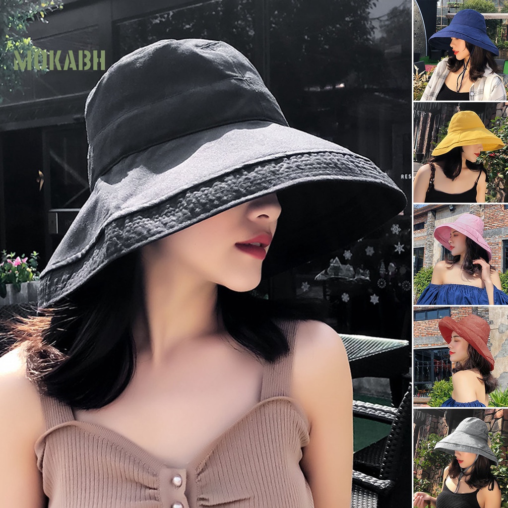Nón Vành Tròn Màu Trơn Thoáng Khí Thời Trang Mùa Hè Cho Nữ