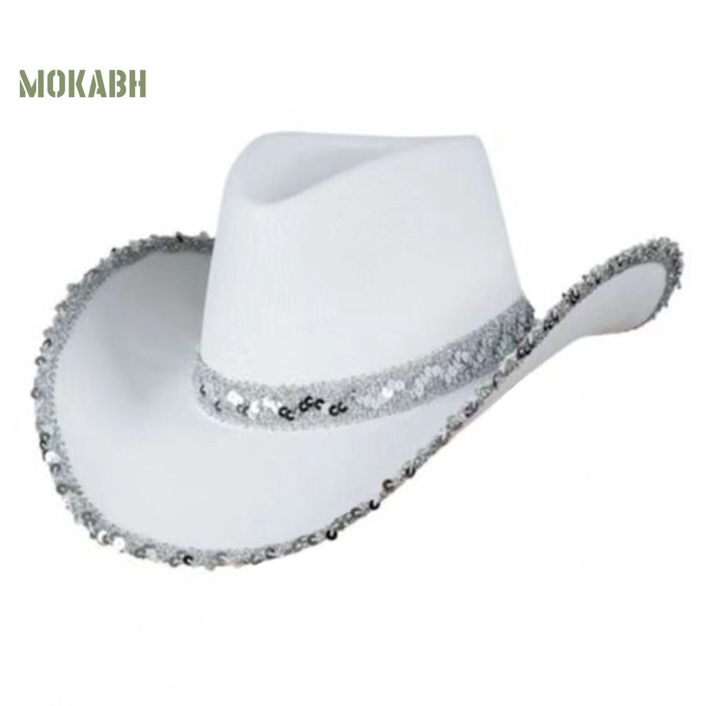 Mũ Cao Bồi Đính Kim Sa Màu Sắc Tương Phản Phong Cách Phương Tây Cho Nữ