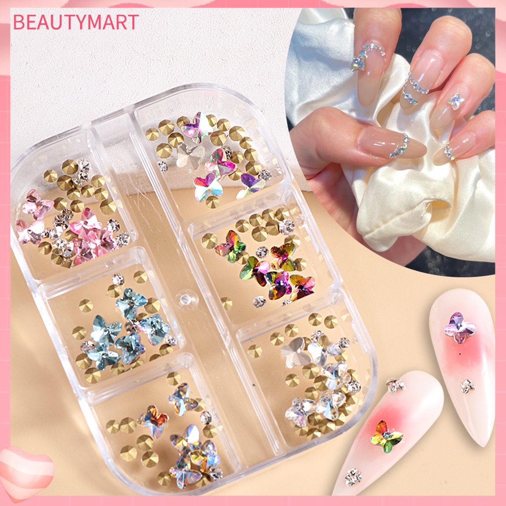 [beautymart] Phụ Kiện Trang Trí Móng Tay Mặt Kính Lấp Lánh Nhiều Màu Sắc DIY