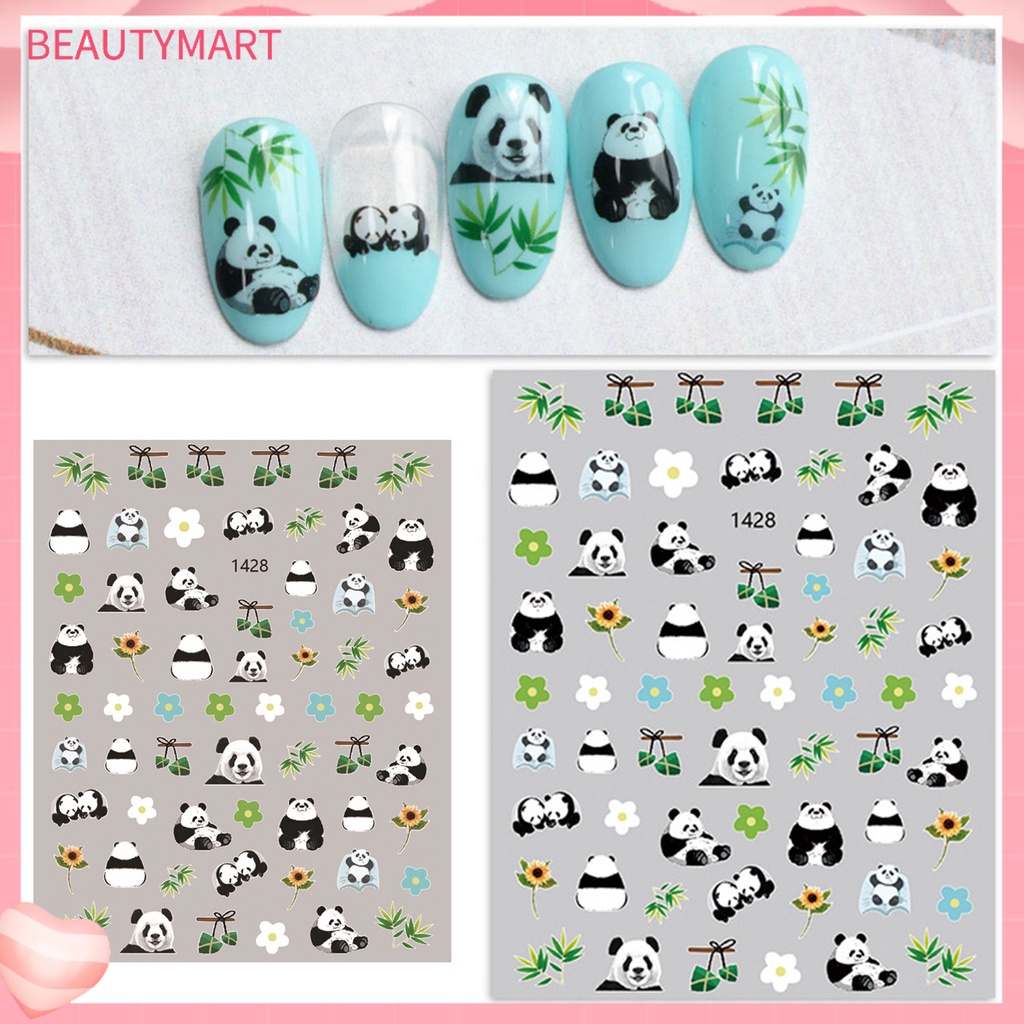 Miếng Dán Trang Trí Móng Tay Hình Gấu Trúc Dễ Thương DIY