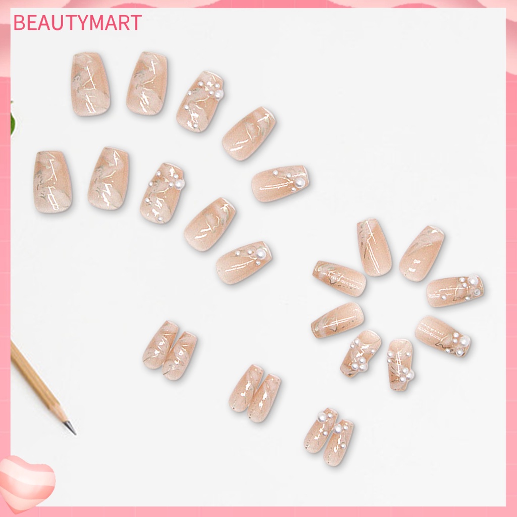 Bộ 24 Móng Tay Giả Trong Suốt Dạng Nhấn Độ Bóng Cao DIY