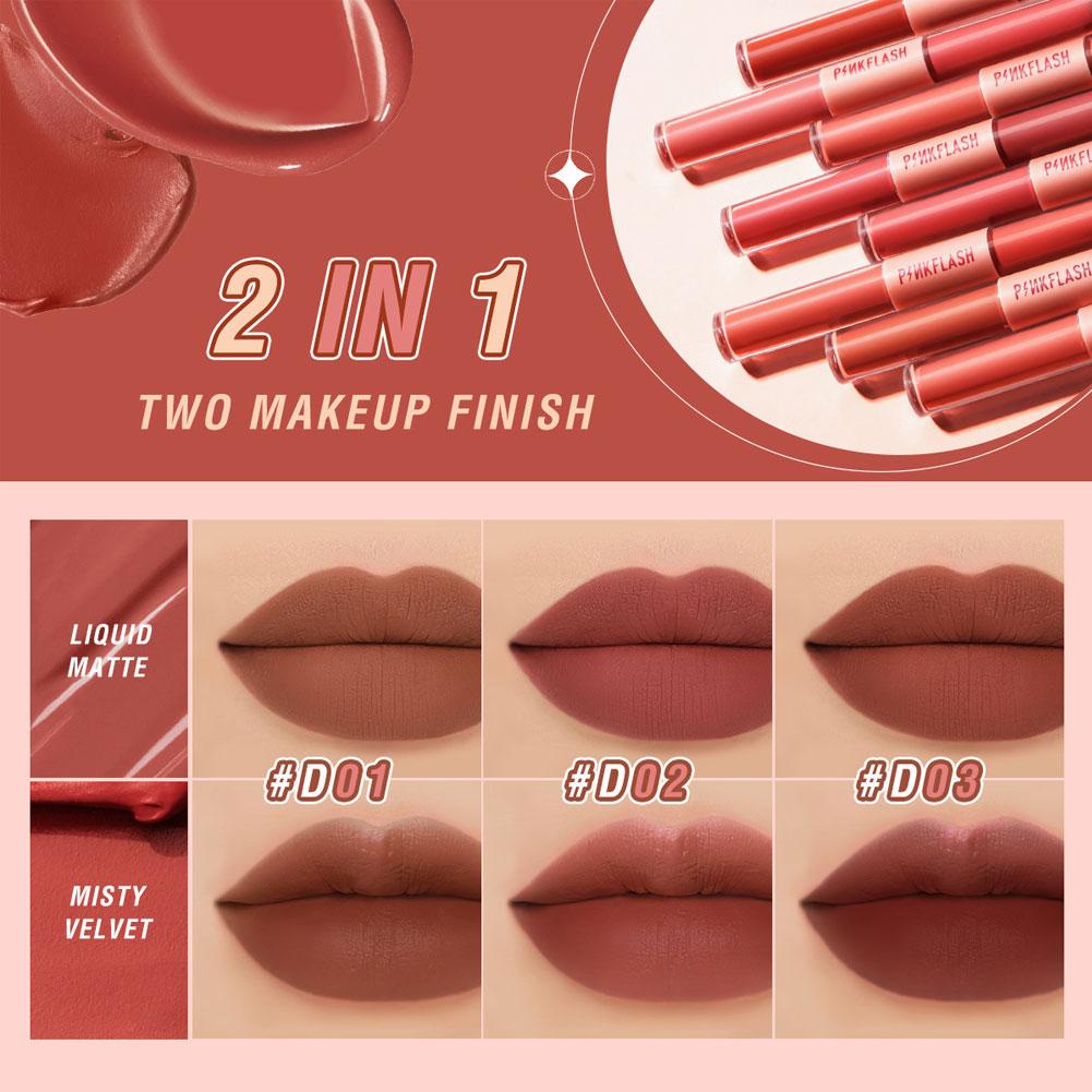Son Môi Dạng Lỏng 2 Trong 1 Lâu Trôi Trọng Lượng Nhẹ Tự Nhiên P1D8
