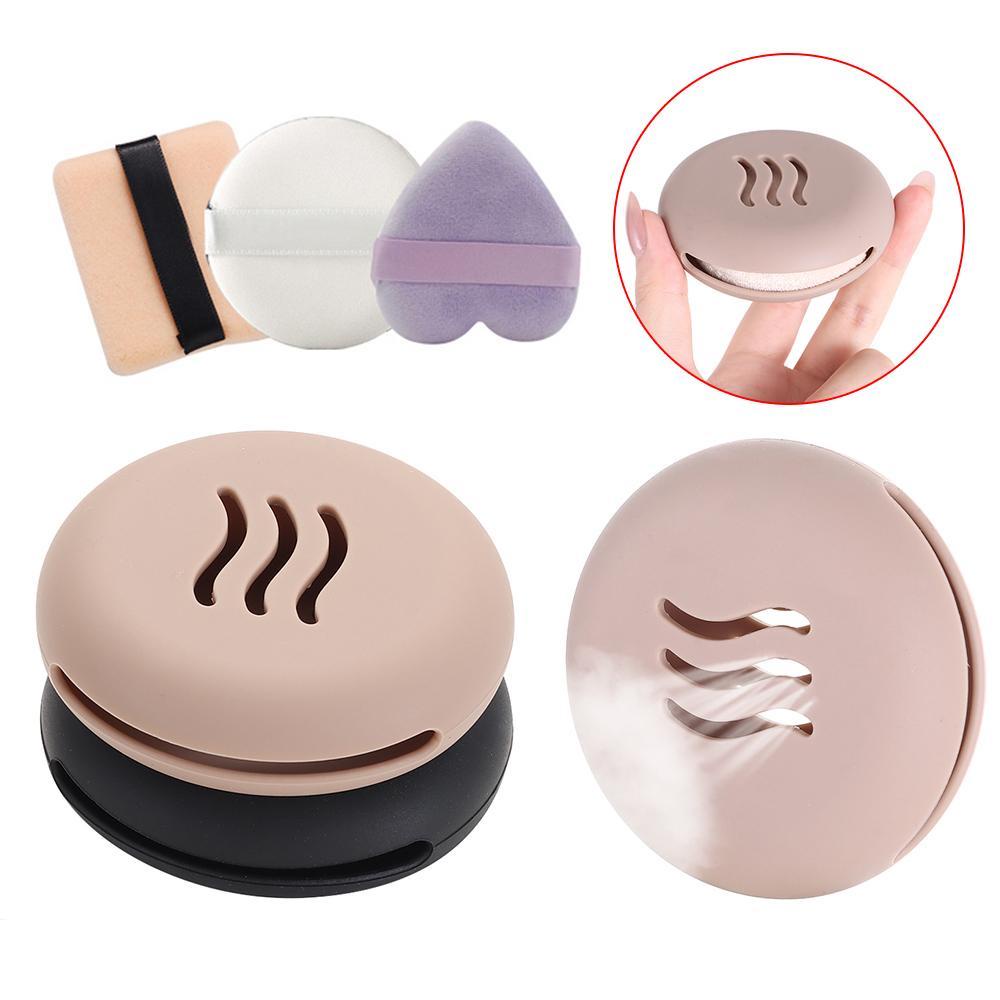 Hộp Đựng Mút Trang Điểm Bằng Silicone Hình Tròn / Vuông Thoáng Khí
