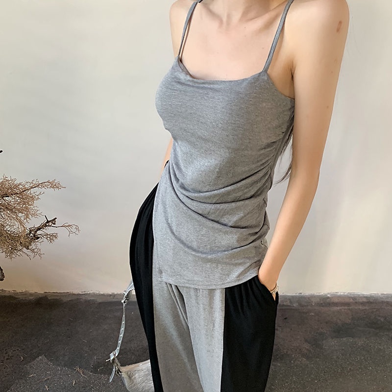 COZOK Set Áo Không Tay + Quần Dài Lưng Cao Thời Trang Retro Cho Nữ