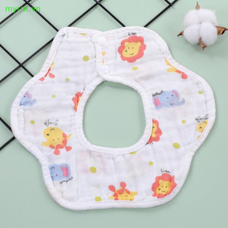 1 Yếm Ăn Cotton 6 Lớp Họa Tiết Hoa Xinh Xắn Cho Bé