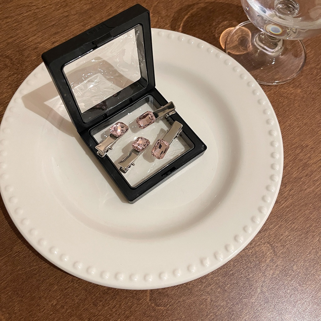 Hộp 4 Kẹp Tóc Kim Loại Đính Đá Sang Trọng Cho Nữ Mã 2023