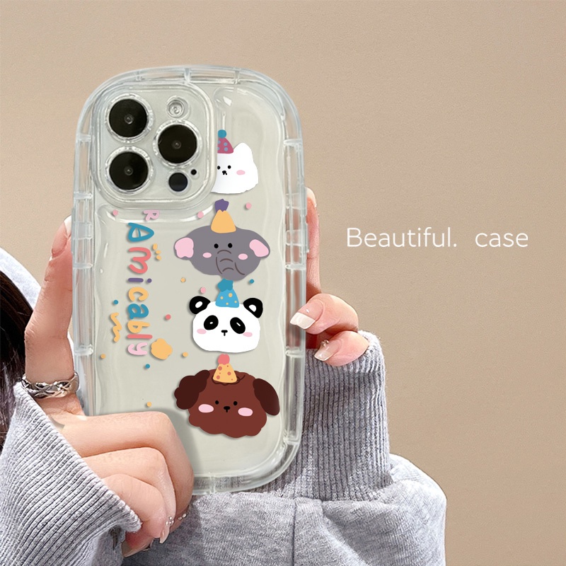 Ốp Điện Thoại Silicone Mềm Trong Suốt Chống Sốc In Hình Động Vật Dễ Thương Cho IPhone 14 13 12 11 Pro Max XS X XR 8 + 7 Plus