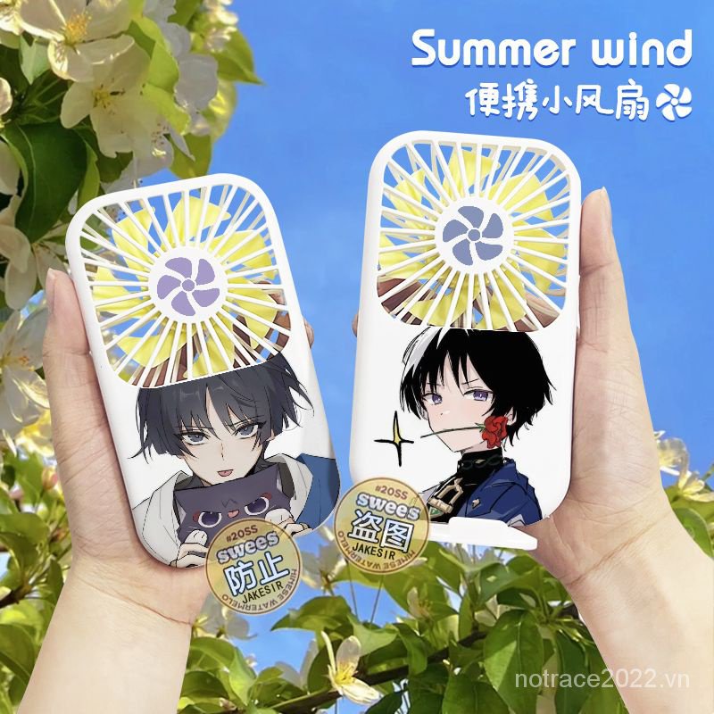 ★Genshin Impact★Quạt Mini Cầm Tay Scaramouche & Wanderer Sạc USB Chất Lượng Cao