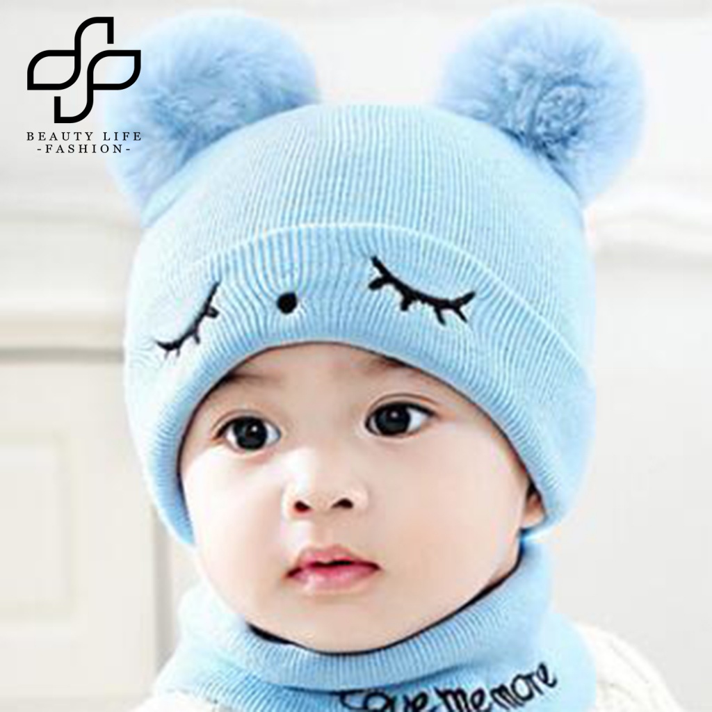 Bộ Nón Và Khăn Choàng Chống Gió Ấm Áp Dễ Thương Cho Bé