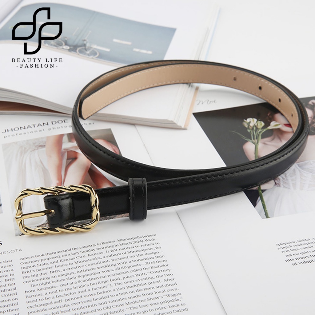 Beautylife Thắt Lưng Da Giả Khóa Xoắn Màu Vàng Kim Chống Phai Màu Có Thể Điều Chỉnh Được Phong Cách Vintage Thời Trang May Vá Hàng Ngày Cho Nữ