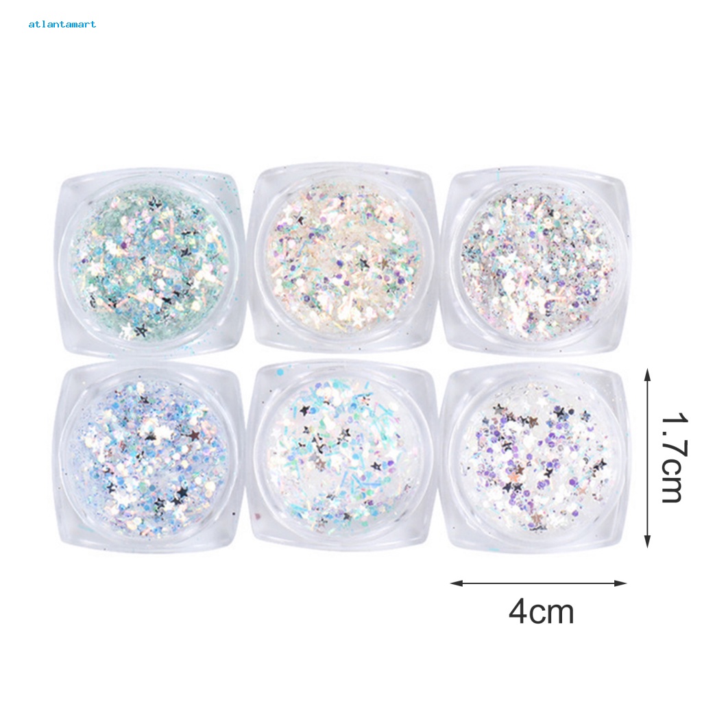Túi Đựng Đồ Dùng Cao Cấp Tiện Dụng| Set 6 Hộp Bột Acrylic Lấp Lánh 1g Tự Trang Trí Móng Tay Cho Nữ
