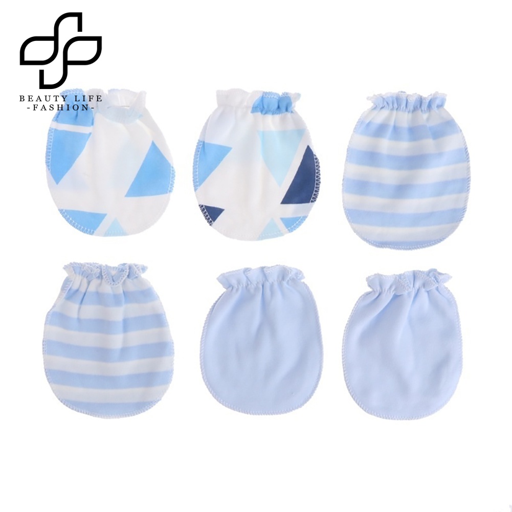 Bộ 3 Đôi Găng Tay Cotton Thoáng Khí Chống Trầy Xước Cho Bé