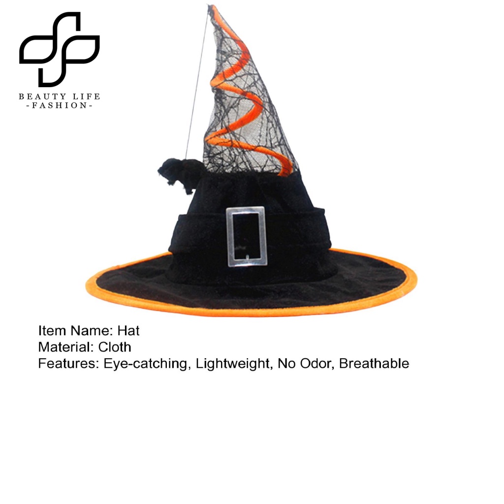 Beautylifefashion Mũ Phù Thủy Thân Thiện Với Da Siêu Mềm Thoáng Khí Siêu Nhẹ Trang Trí Halloween