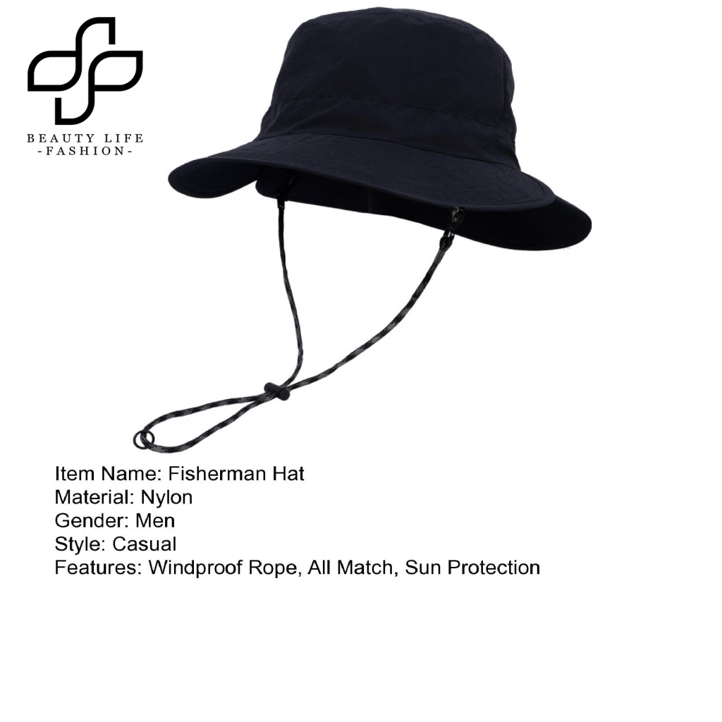 Nón Tai Bèo Vành Rộng Màu Trơn Mau Khô Thoáng Khí Dành Cho Nam