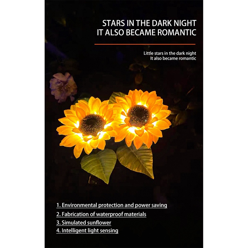 Đèn LED 3 Đầu Hình Hoa Hướng Dương Chống Nước Trang Trí Lối Đi Sân Vườn