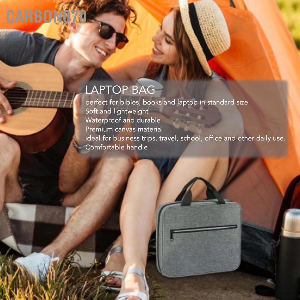 Carbon070 Vỏ Laptop Màu Xám Đậm Vải Chống Thấm Nước Dây Kéo Kim Loại Thoải Mái Tay Cầm Cho Văn Phòng Trường Học Tại Nhà