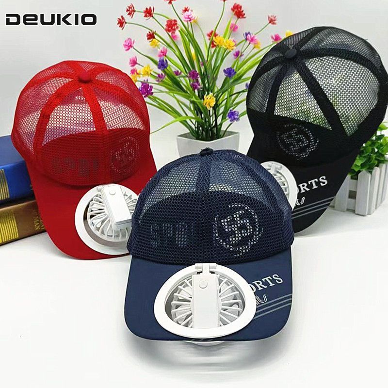 Deukio Mũ Lưỡi Trai Chống Nắng In Chữ Có Quạt Sạc Thời Trang Mùa Hè Cho Nam Và Nữ