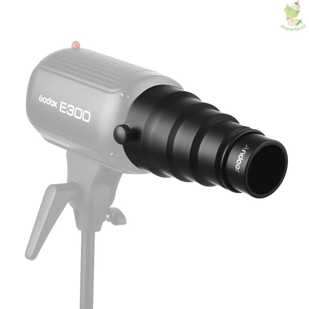 Andoer 98mm Mini Flash Mount Metal Snoot with Honeycomb Grid 5pcs Color Filter Kit for Neewer Andoer Godox 180W 250W 300   Came-6.5