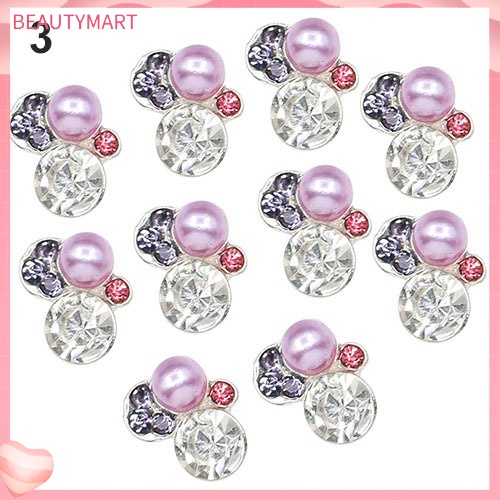 Bộ 10 Miếng Dán Móng Tay Nghệ Thuật Bằng Hợp Kim Đính Đá Pha Lê Xinh Xắn DIY