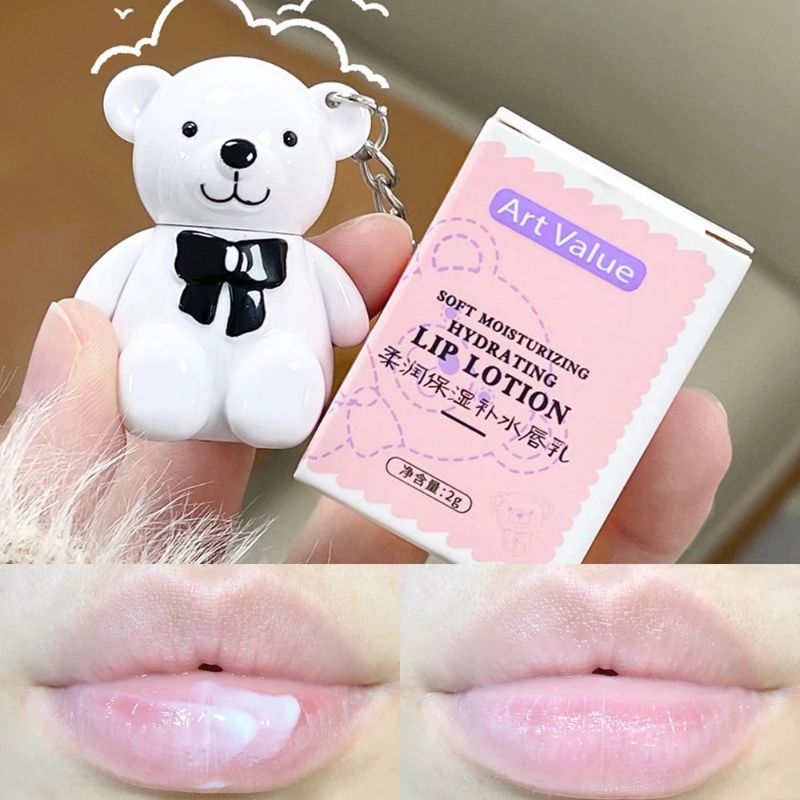 Son Dưỡng Môi Dạng Lỏng Màu Trong Suốt Chống Thấm Nước Không Dính Ly Hình Móc Khóa Gấu Đáng Yêu