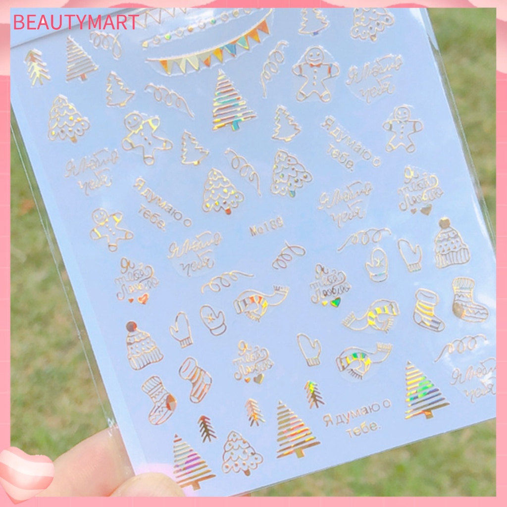 Nhãn Dán Móng Tay Tự Dính Siêu Mỏng Chủ Đề Giáng Sinh 3D DIY