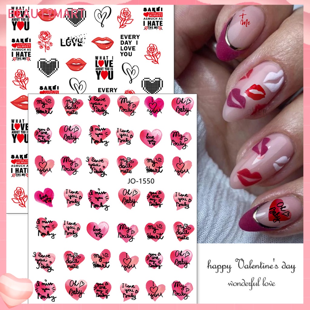 Miếng Dán Móng Tay Hiệu Ứng 3D Không Phai Tự Dính Hình Hoa Lãng Mạn Cho Nữ