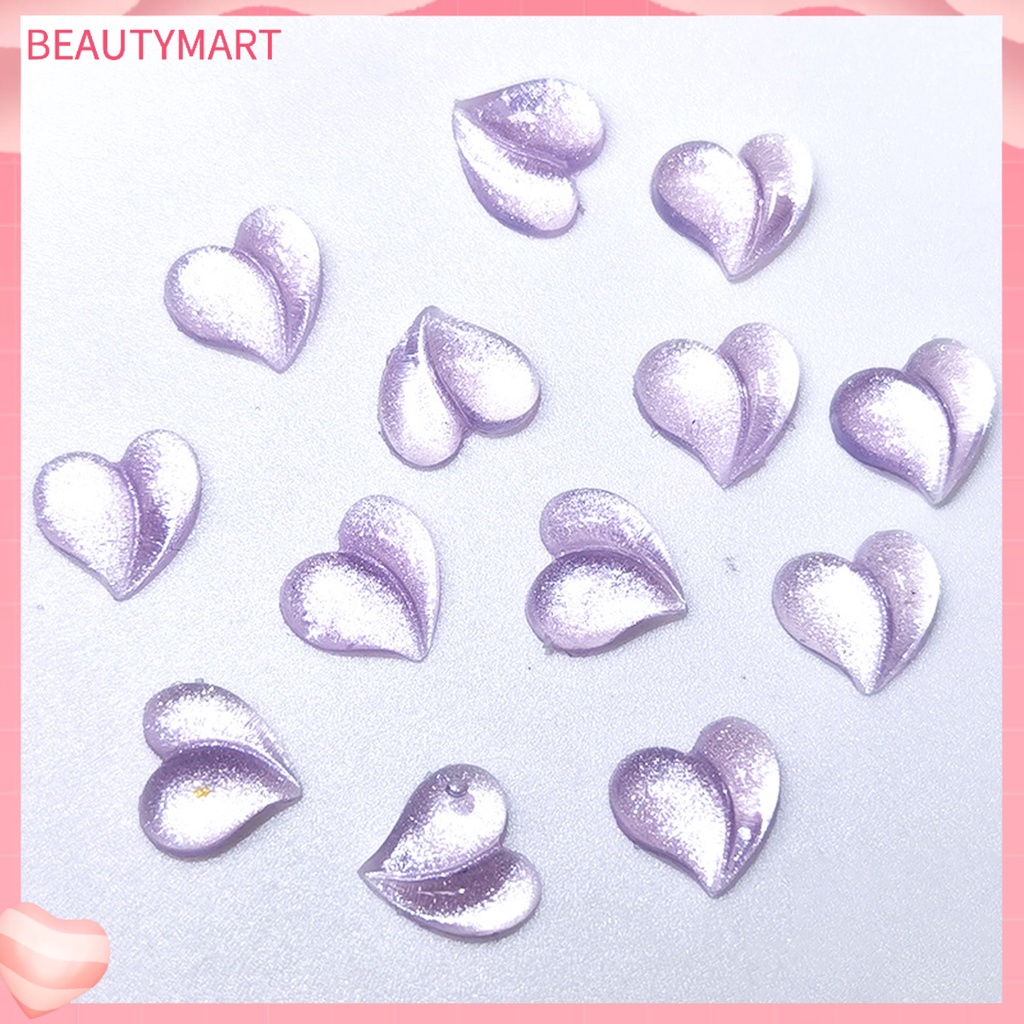 Bộ 50 Phụ Kiện Trang Trí Móng Tay Hình Trái Tim 3D Xinh Xắn