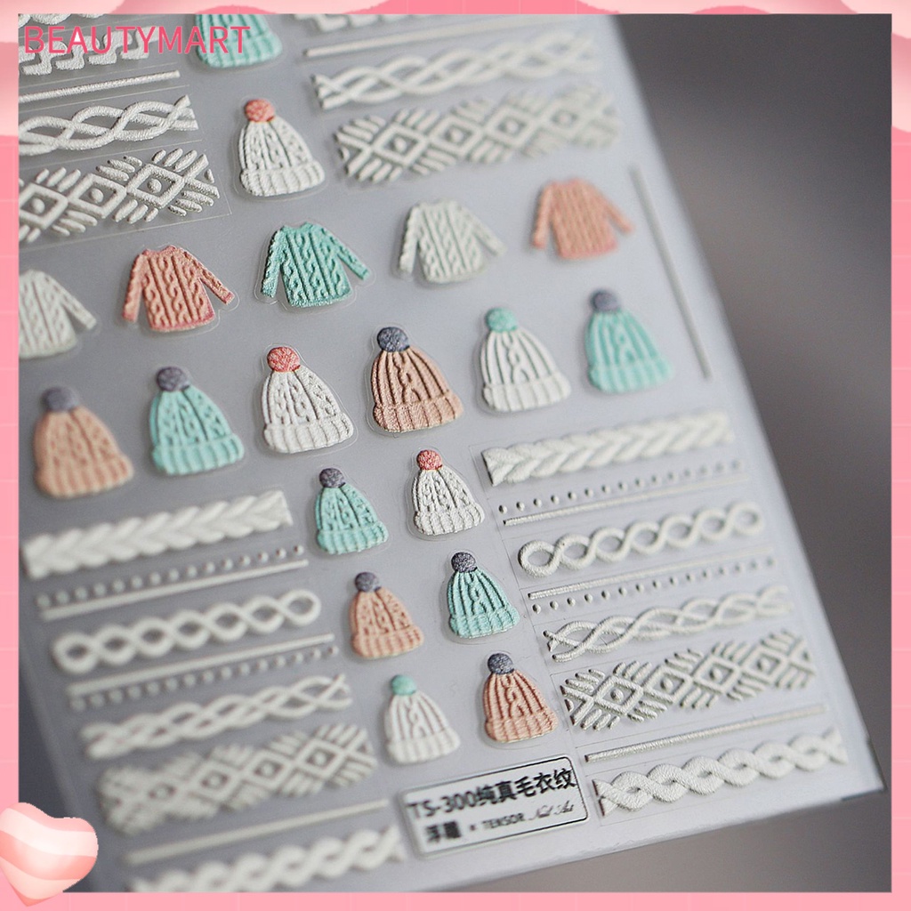 Miếng Dán Trang Trí Móng Tay Tạo Hiệu Ứng 5D Nhiều Hình Dạng Phối Cánh Bông Tuyết Màu Trắng