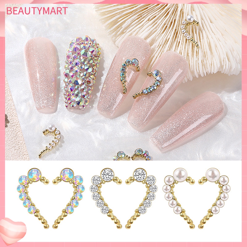 Bộ 10 Phụ Kiện Trang Trí Móng Tay Hình Trái Tim Bằng Hợp Kim DIY