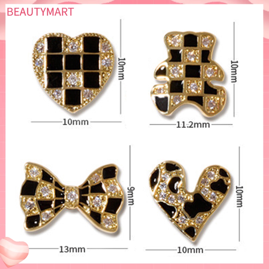 Phụ Kiện Trang Trí Móng Tay Nghệ Thuật Hình Gấu Nơ Trái Tim Dễ Thương Bắt Mắt