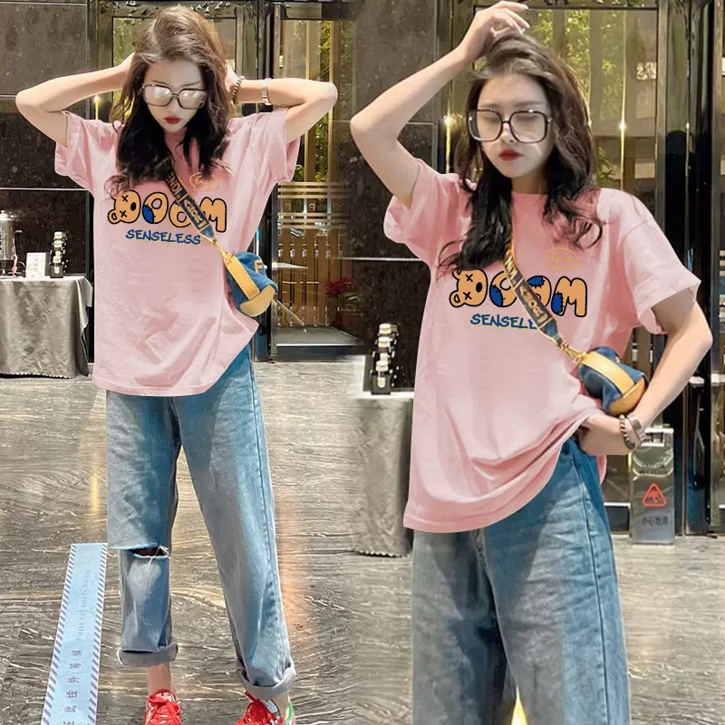 Áo thun PEWARN tay ngắn dáng rộng phong cách Hàn Quốc đơn giản thời trang mùa hè cho nữ