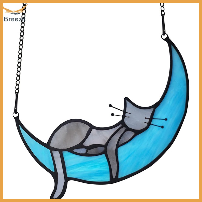 Phụ Kiện Treo Trang Trí Cửa Sổ Xe Hơi Hình Chú Mèo Và Mặt Trăng Nhiều Màu Xinh Xắn