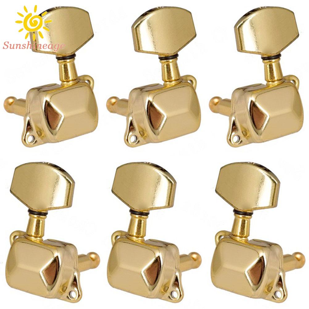 Bộ 6 Nút Chỉnh Dây Đàn Bằng Kim Loại Bán Nguyệt Cho Guitar Điện Acoustic