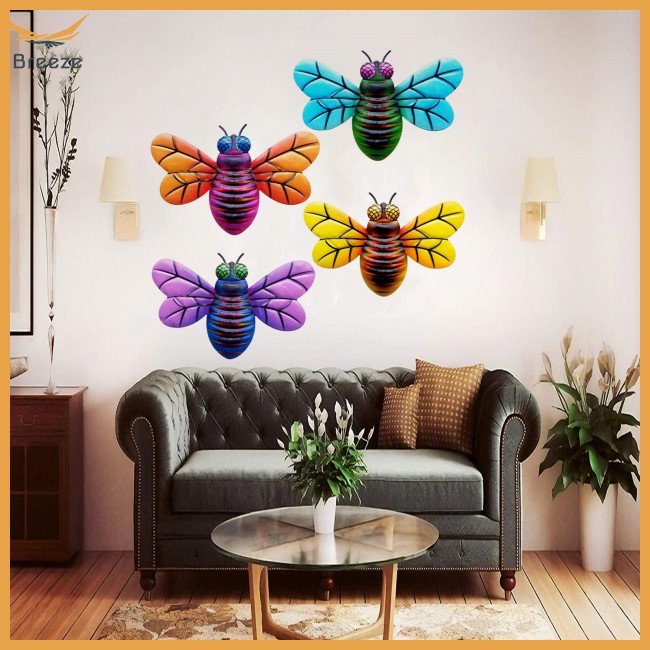 Set 4 Phụ Kiện Treo Tường Trang Trí Hình Con Ruồi 3d Trọng Lượng Nhẹ Dành Cho Vườn Nhà