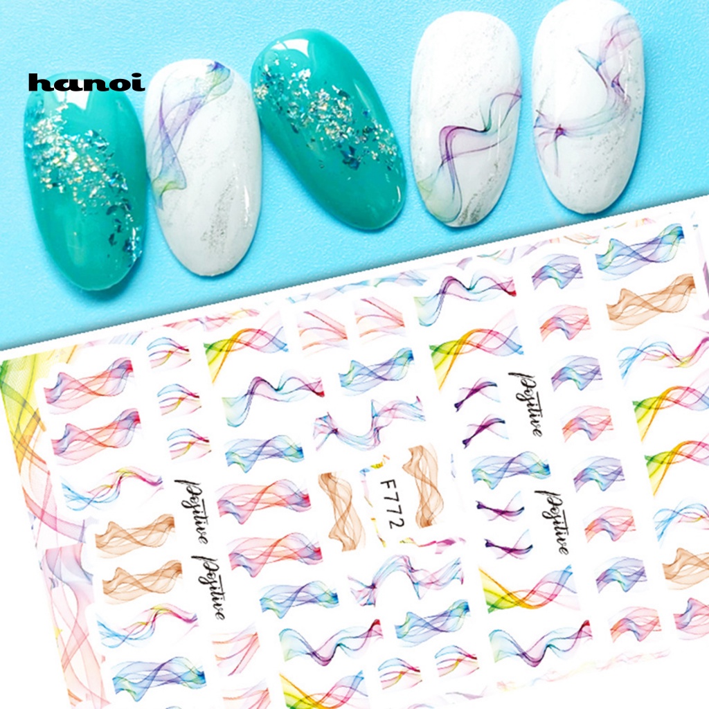 Set 5 Miếng Dán Trang Trí Móng Tay Họa Tiết Đường Kẻ Màu Sắc Tương Phản An Toàn Dành Cho Nữ