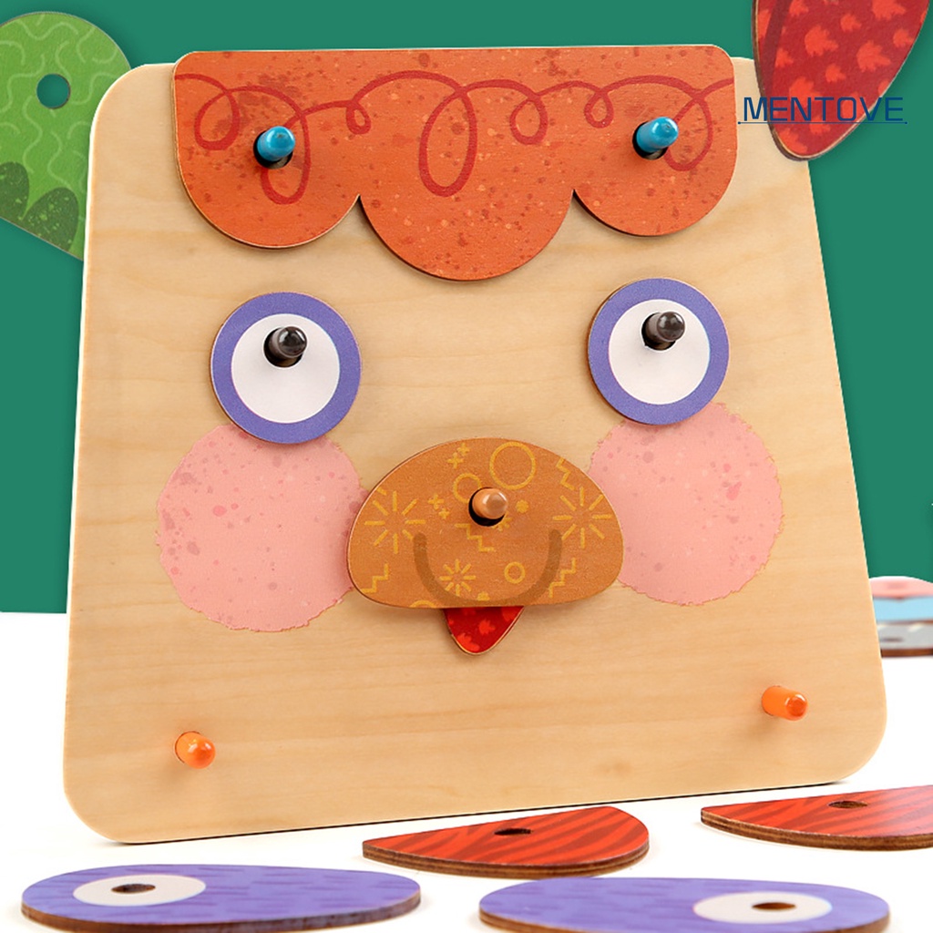 1 Đồ chơi trẻ em Lắp Ráp Bằng Gỗ Thay Đổi Nhận Biểu Cảm Gương Mặt Vui Nhộn Cho Bé