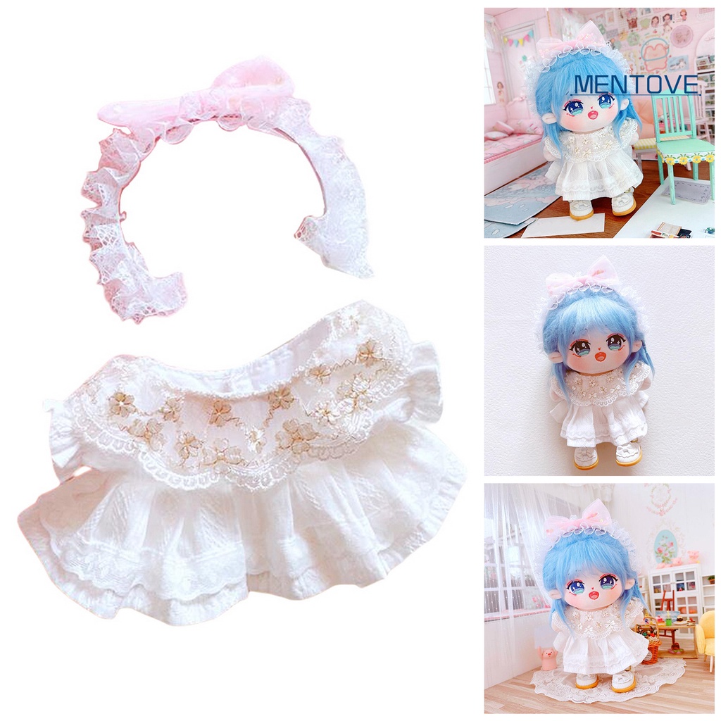 1 Bộ Quần Áo Búp Bê 20cm Bằng Vải Cotton Và Băng Đô Nơ Dễ Thương