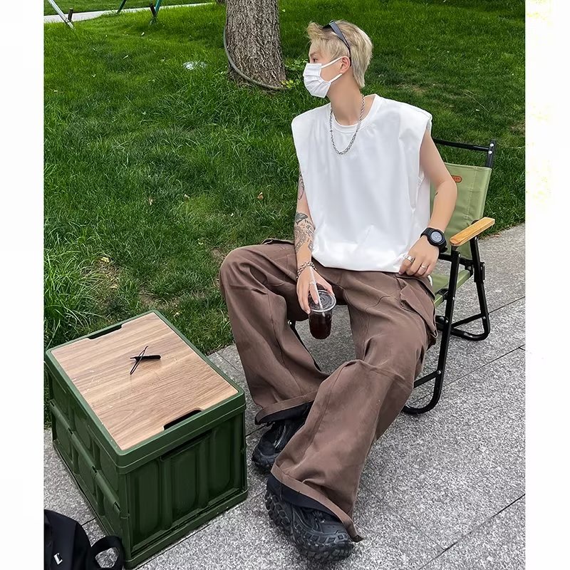 Áo Thun Cotton Sát Nách Dáng Rộng Phong Cách Bóng Rổ Hợp Thời Trang Mùa Hè Cho Nam