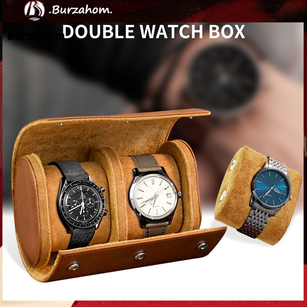 Hộp Đựng Đồng Hồ 2 Ngăn Có Khóa Từ Tính Lót Da Giả Mềm Tiết Kiệm Không Gian