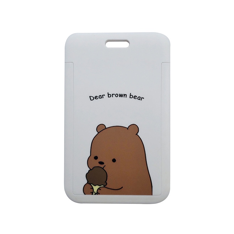 Dây Đeo Thẻ Tên Kèm Móc Khóa Hình Gấu Hoạt Hình We Bare Bears Xinh Xắn