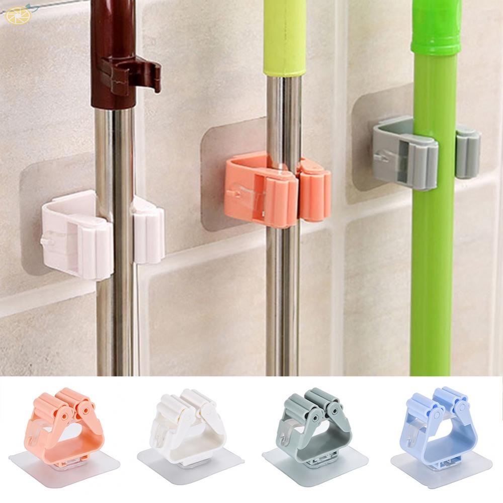 【VARSTR】Mop Clip Blue Broom Holder Gray Hanging Home Organization Wall Mounted