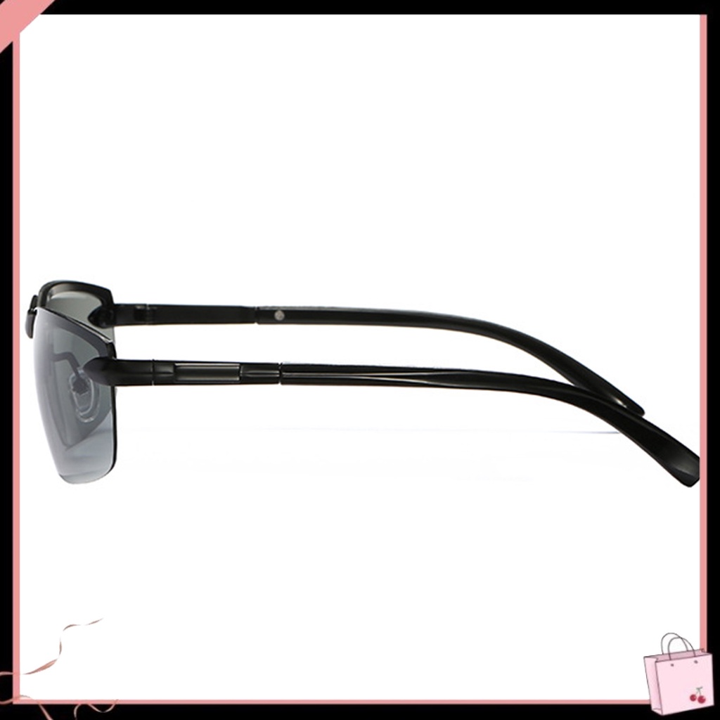 Kính Mát Phân Cực Nửa Gọng Kim Loại Chống Tia UV Chống Lóa Cho Nam Lái Xe
