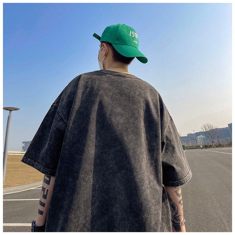 Áo Thun Tay Ngắn Chất Liệu Cotton Phong Cách Hip Hop Đường Phố Mỹ Thời Trang Mùa Hè Cho Nam 280g