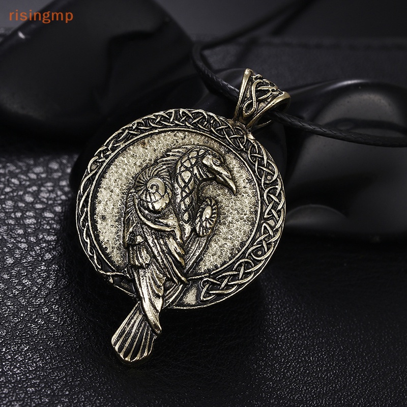 Vòng cổ Mặt Hình Chim Quạ Màu Đen Phong Cách Viking Thời Trang Cho Nam Và Nữ