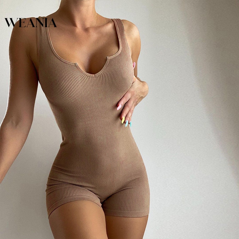 Bộ Áo Liền Quần Yoga Hai Dây Màu Sắc Đơn Giản Cho Nữ