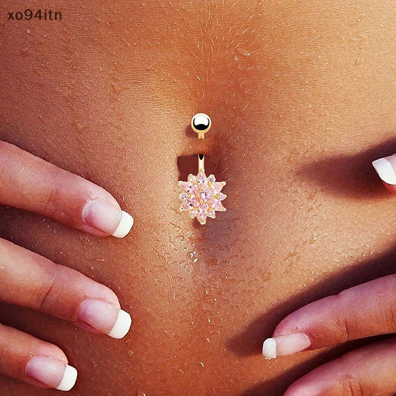 1 Khuyên Rốn Bằng Thép Không Gỉ Hình Hoa Đính Đá Quyến Rũ