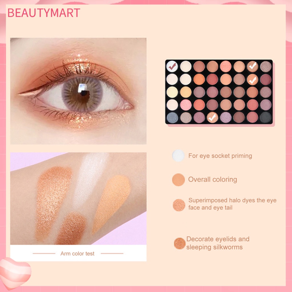 Bảng Phấn Mắt beautymart 40 Màu Sắc Tông Lì / Hiệu Ứng Ngọc Trai Chống Thấm Nước Chống Nhòe Lâu Trôi